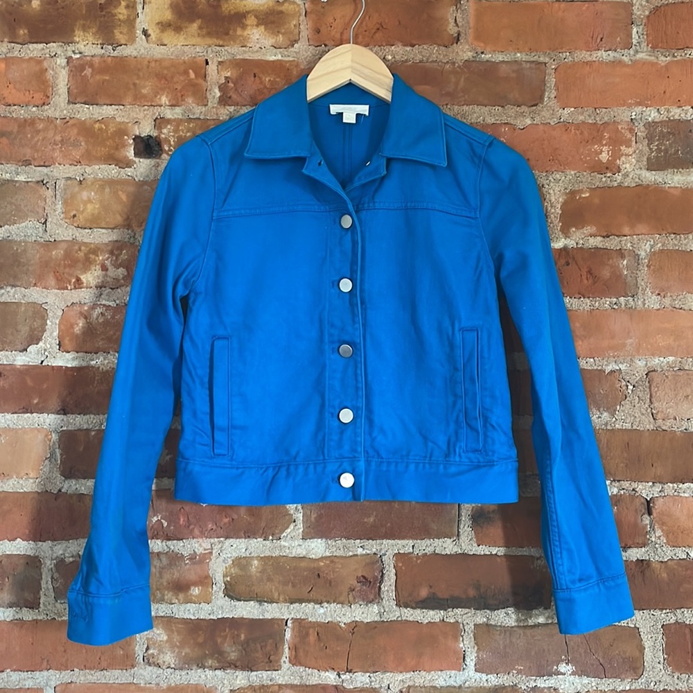 COS Bright Blue Coat Silver Buttons 2 Denim